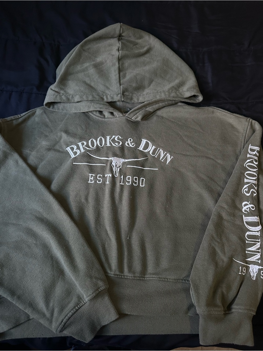 Brooks & Dunn Olive Green Pullover Hoodie with Logo Tag